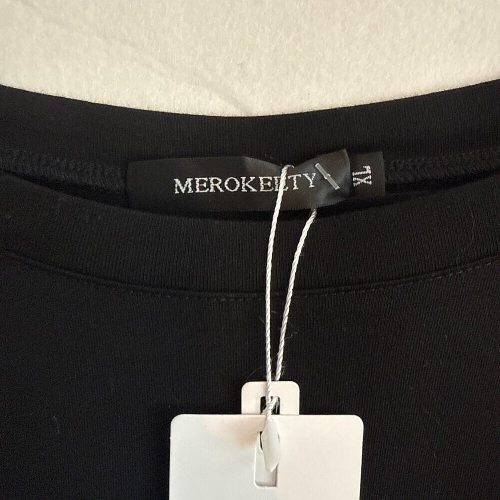 New Merokeety Maxi Length Tshirt Dress Relaxed Fit Black Cotton Size XL - Picture 6 of 7